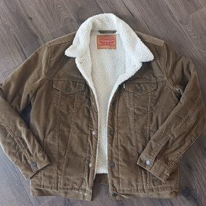 Levi's Jacket, Unisex L, Tan Corduroy, Sherpa Lined
